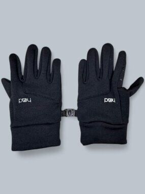 Kids Black Athletic Running Gloves Grip Palm Winter Sports Size Large
